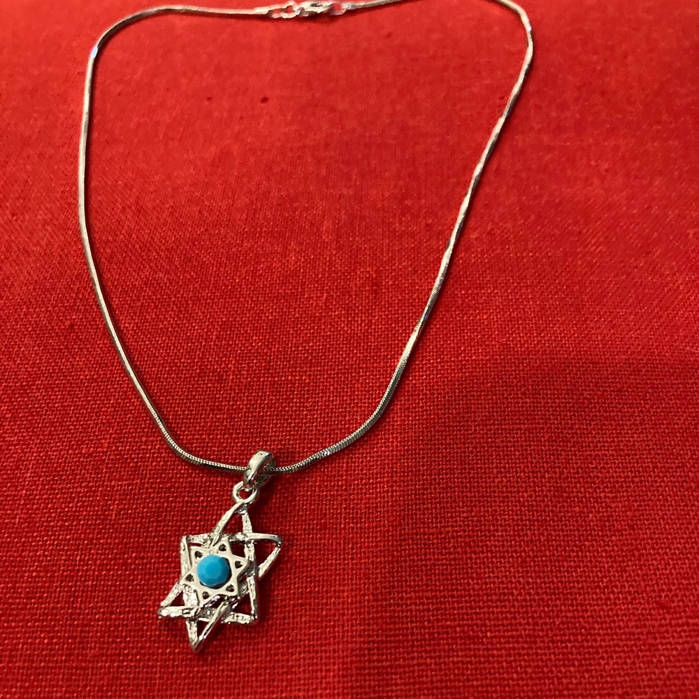 Turquoise Star Pendant Silver Necklace